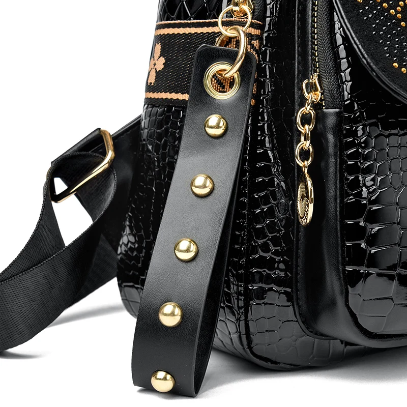 حقيبة ظهر جلدية فاخرة من الشمع الزيتي للنساء، حقيبة كتف عصرية ذات سعة كبيرة، حقيبة نهارية كاجوال أنيقة للسفر، متينة وحقيبة ظهر #5