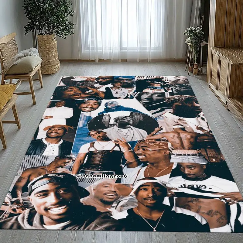 Vintage Tupac 2Pac West Coast Rap Legend Soft Non-Slip Large Area Rug for Living Room,Bedroom Carpet Mat for Sofa,Home Decor
