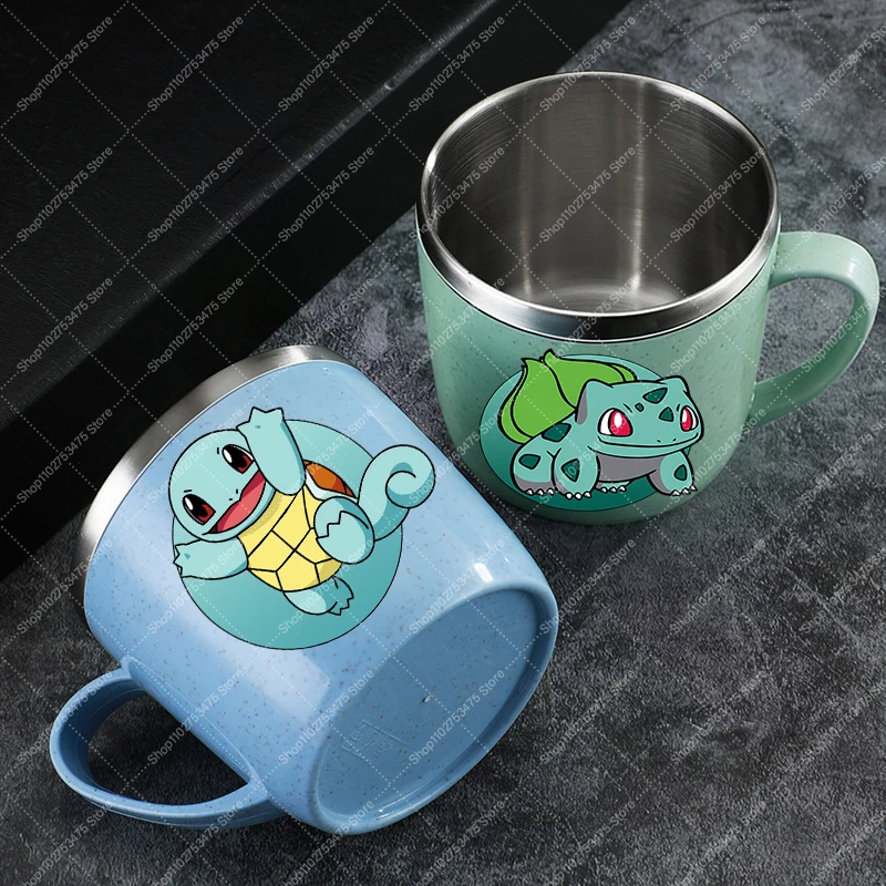 Kinder-Edelstahl-Wasserbecher Cartoon Pikachu Psyduck Niedlicher Becher Charmander Kaltgetränkebehälter Squirtle Saftbecher Geschenke