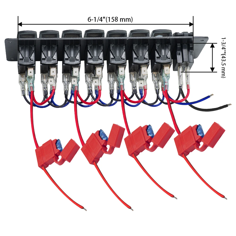 Panel przełącznika kołyskowego 7-gniazdowego USB Samochód Łódź Marine RV Truck 12V 24V