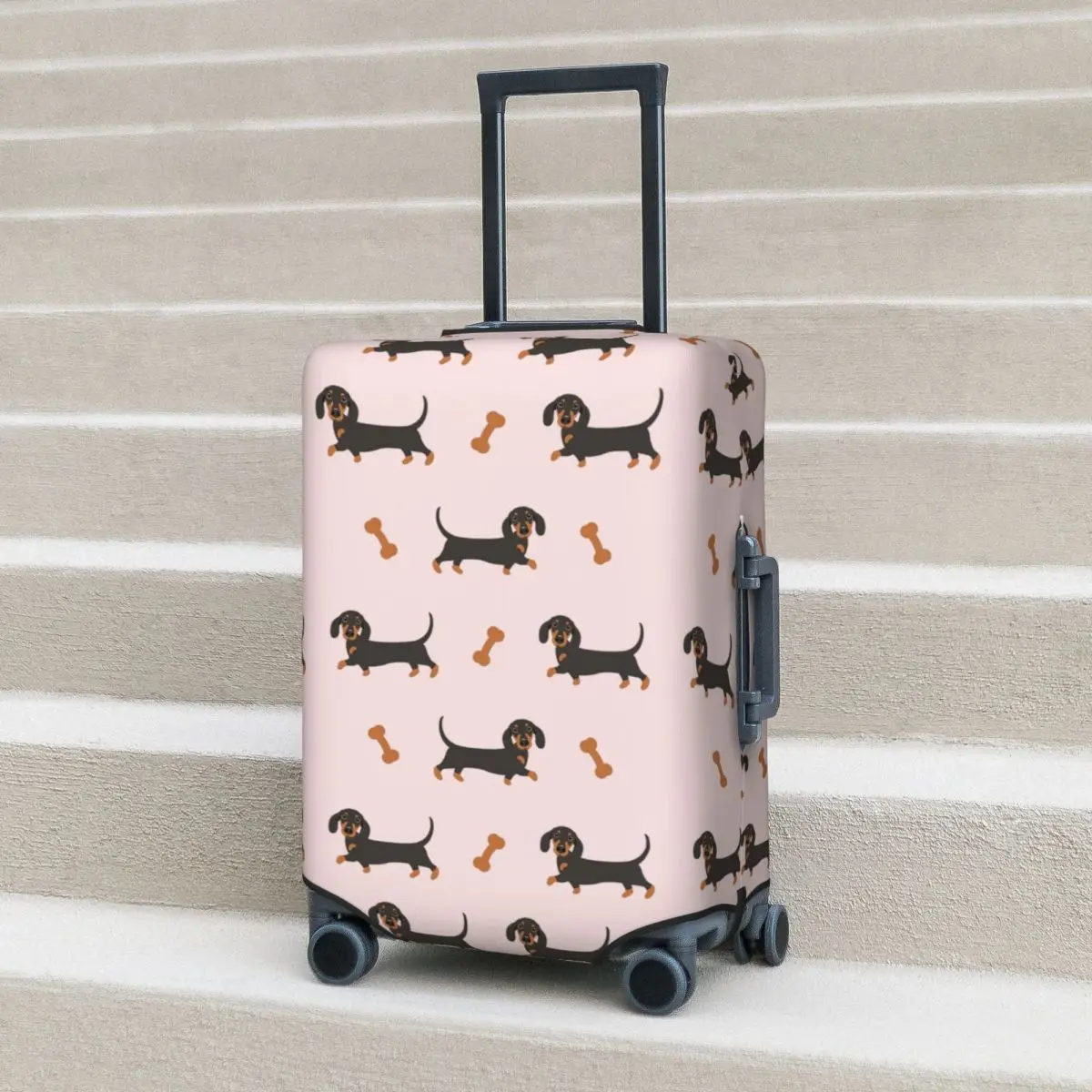 

Black And Tan Dachshund Sausage Dog Suitcase Cover Protection Elastic Trip Luggage Protector Covers for 18-32 Inch