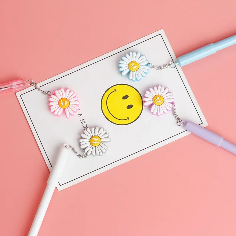 

50PCS Cute and creative flower pendant pen, girl heart, small daisy pendant, neutral pen, student signature water pen