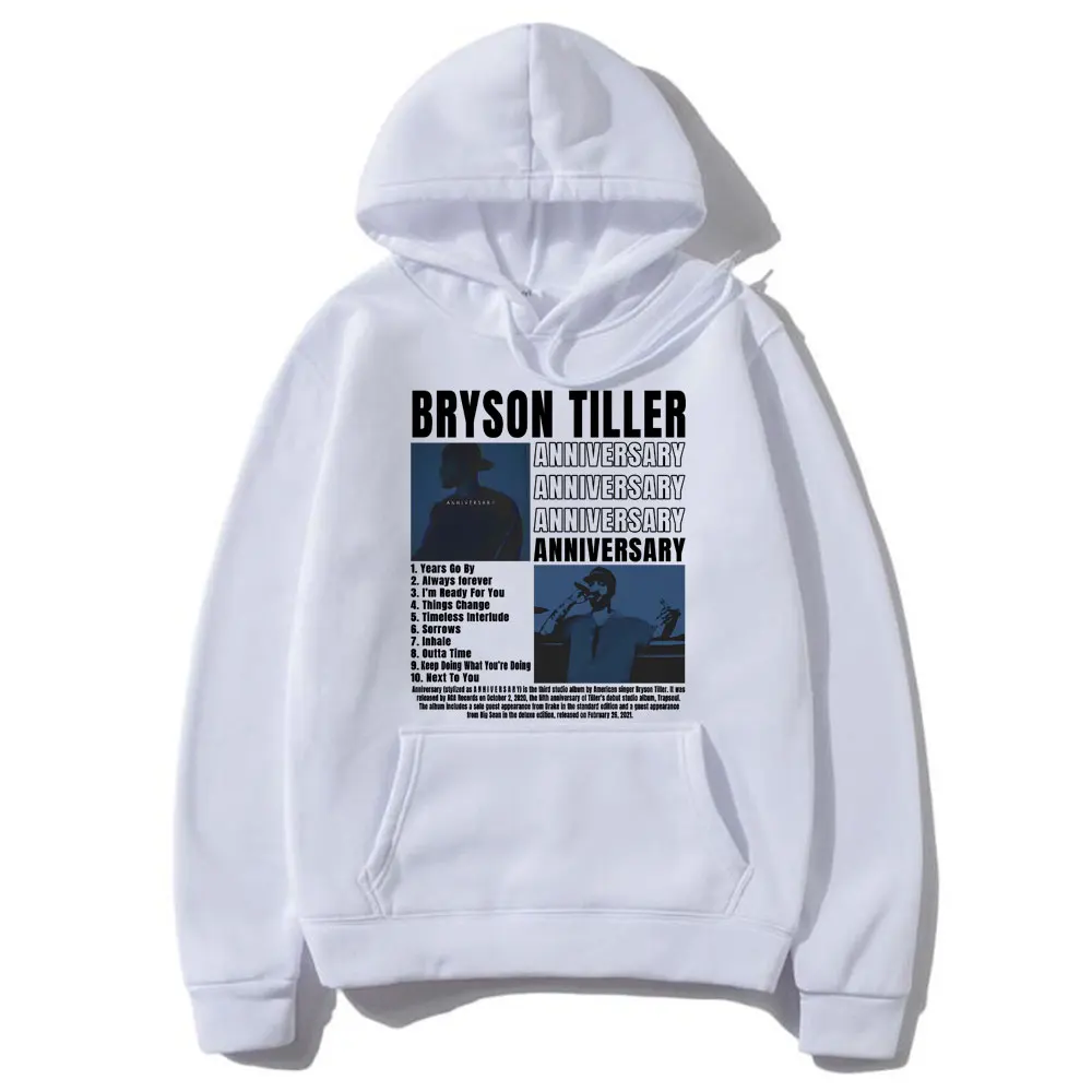 Rapper Bryson Tiller ANNIVERSARY Album Cover Graphic Hoodie Men Women's Hip Hop Oversized Streetwear Men's Vintage Sweatshirt