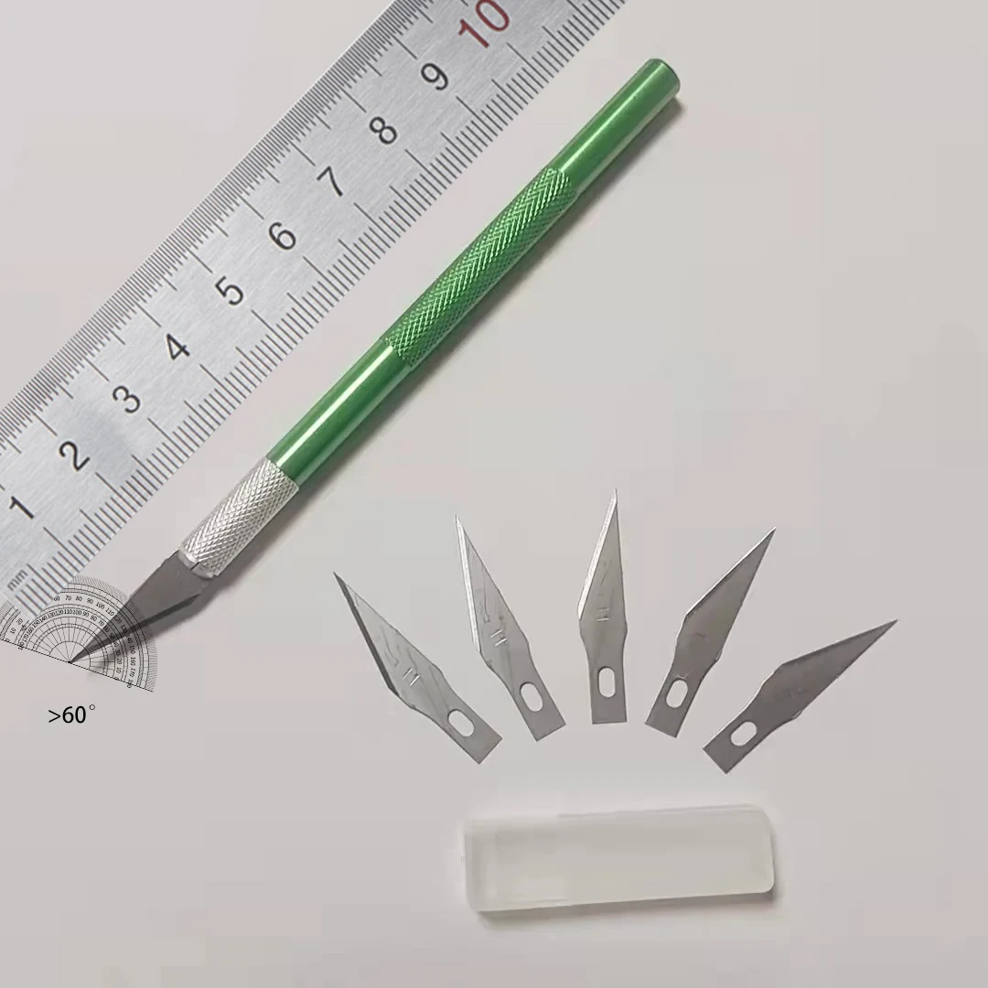 Engraving Non-Slip Metal Scalpel Knife Kit + 50/20/10/5pcs #11 Blades Cutter Craft Knives for Mobile Phone PCB Repair Hand Tools image 2