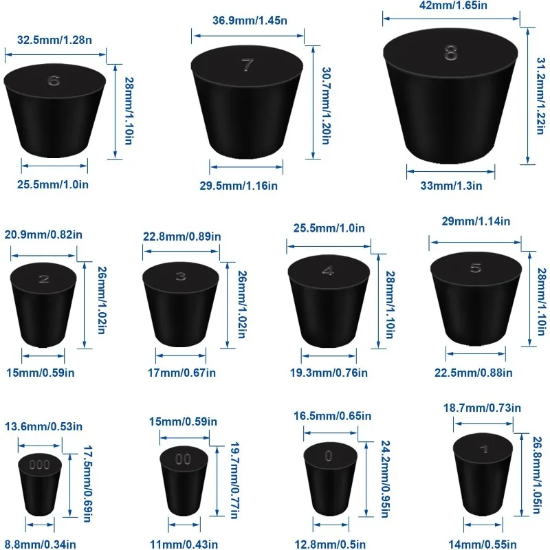 22pcs Solid Rubber Stopper Conical High-Temperature Sealing Plugs for Electroplating Oxidation Shielding Powder Coating