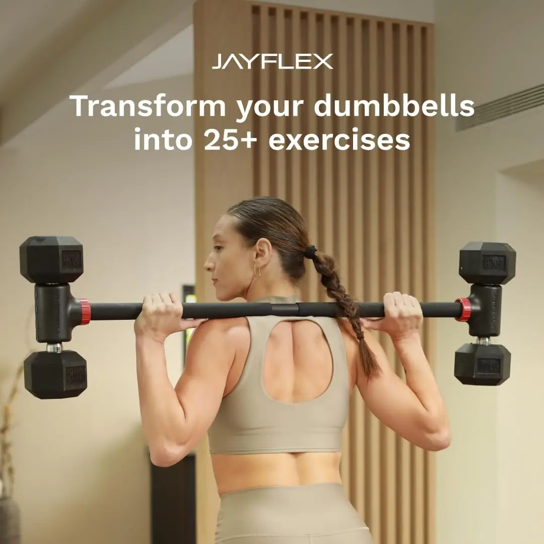 Hyperbell Dumbbell Converter - Convert Dumbbells to Barbell Set and Kettlebell for Home Fitness - Adjustable & Up