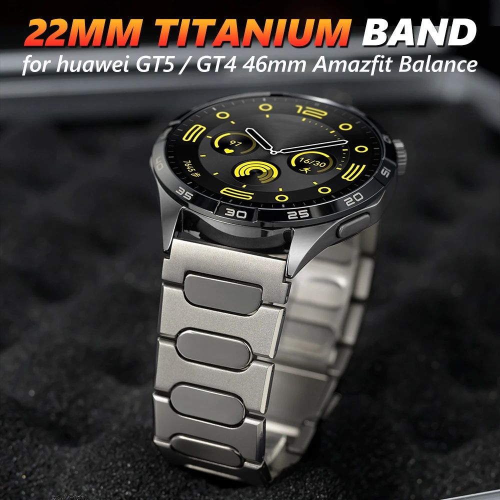 

22mm Titanium Luxury Band for Huawei Watch GT5 Pro GT4 4/4pro 46mm Bracelet Correa for Amazfit GTR 47mm Balance Business Strap