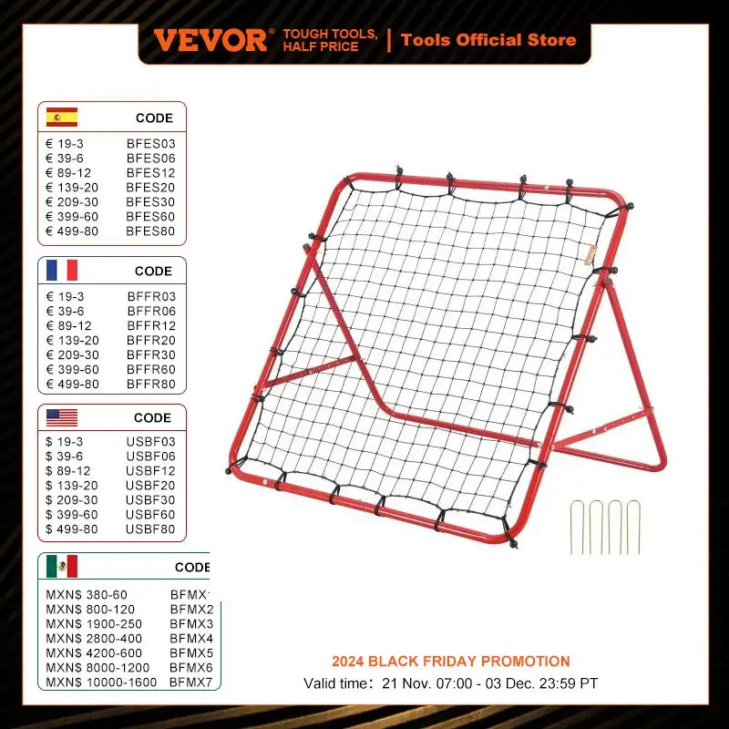 VEVOR Soccer Rebounder Rebound Net Portable Football Training Gifts Adjustable Angles Goal Net Aids & Equipment  Easy Set Up 