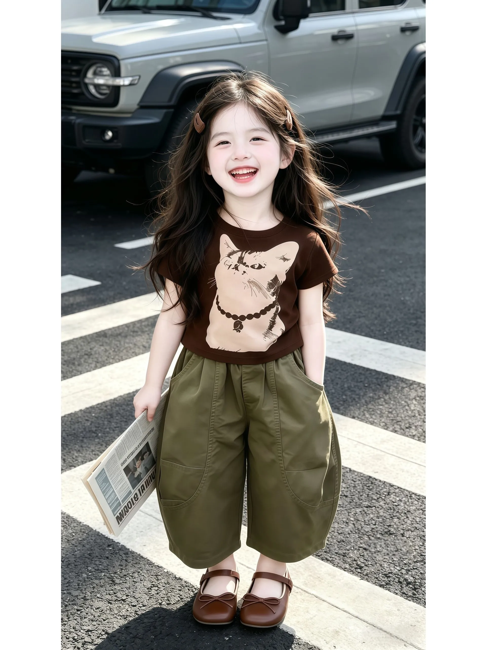 girls-summer-fashionable-korean-cartoon-short-sleeve-t-shirt-top-set-wide-leg-pants-two-piece-set-casual-versatile-outfit
