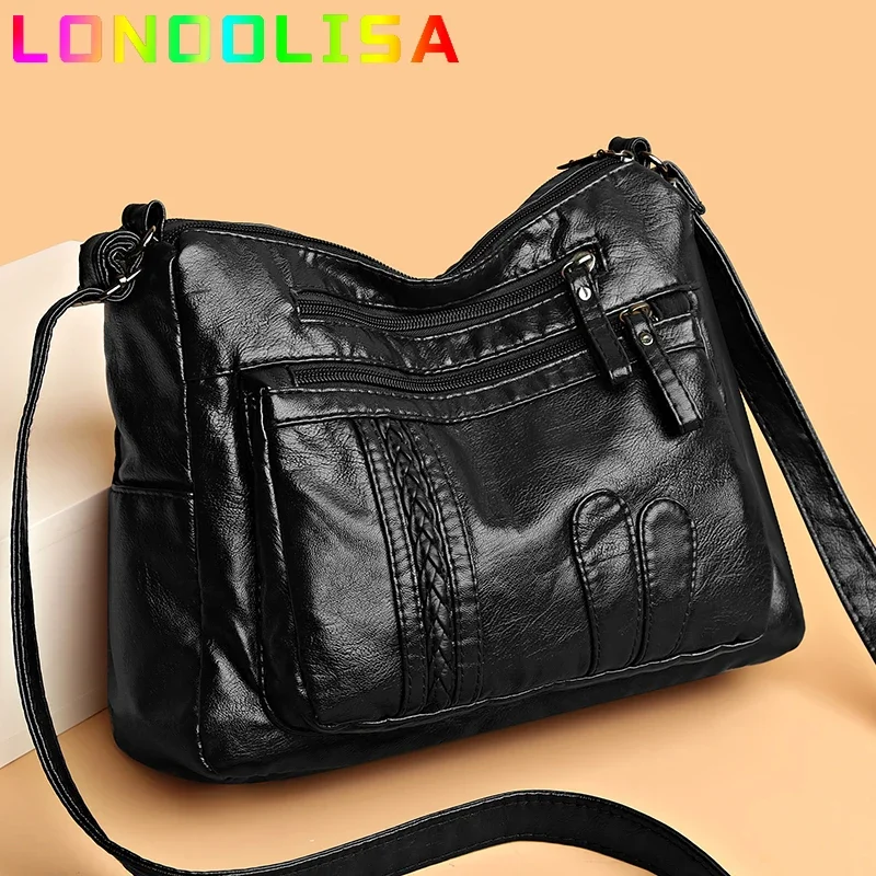 High Quality Women\'s Casual Handbags and Purses Retro Designer Shoulder Crossbody Bags 2024 Soft Pu Leather Feminina Sac A Main