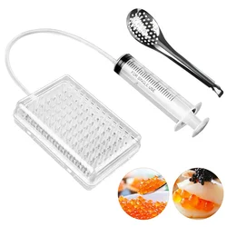 Caviar Maker Box Spherification Dropper, Molecular Gastronomy Kit, 96-Hole Roe Sauce Dispenser Strainer Tools with Spoon&Syringe