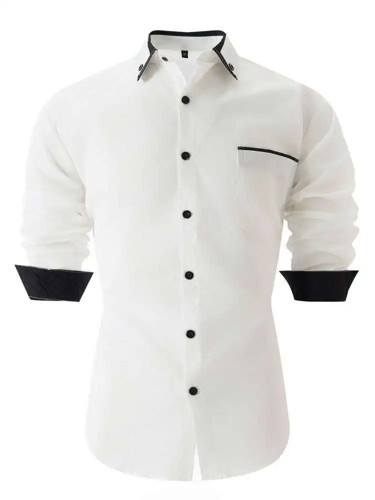 

2026 New Spring Men's Business Casual Sport Long Sleeve Pocket Colorblock Shirts