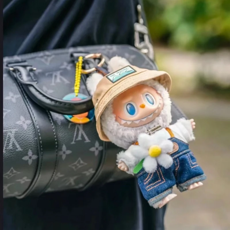 2024 Labubu Spring Wild Home Series 17 Cm Vinyl Doll Pendant Denim Satchel Fashion Around Gifts Give Gifts To Your Best Friends