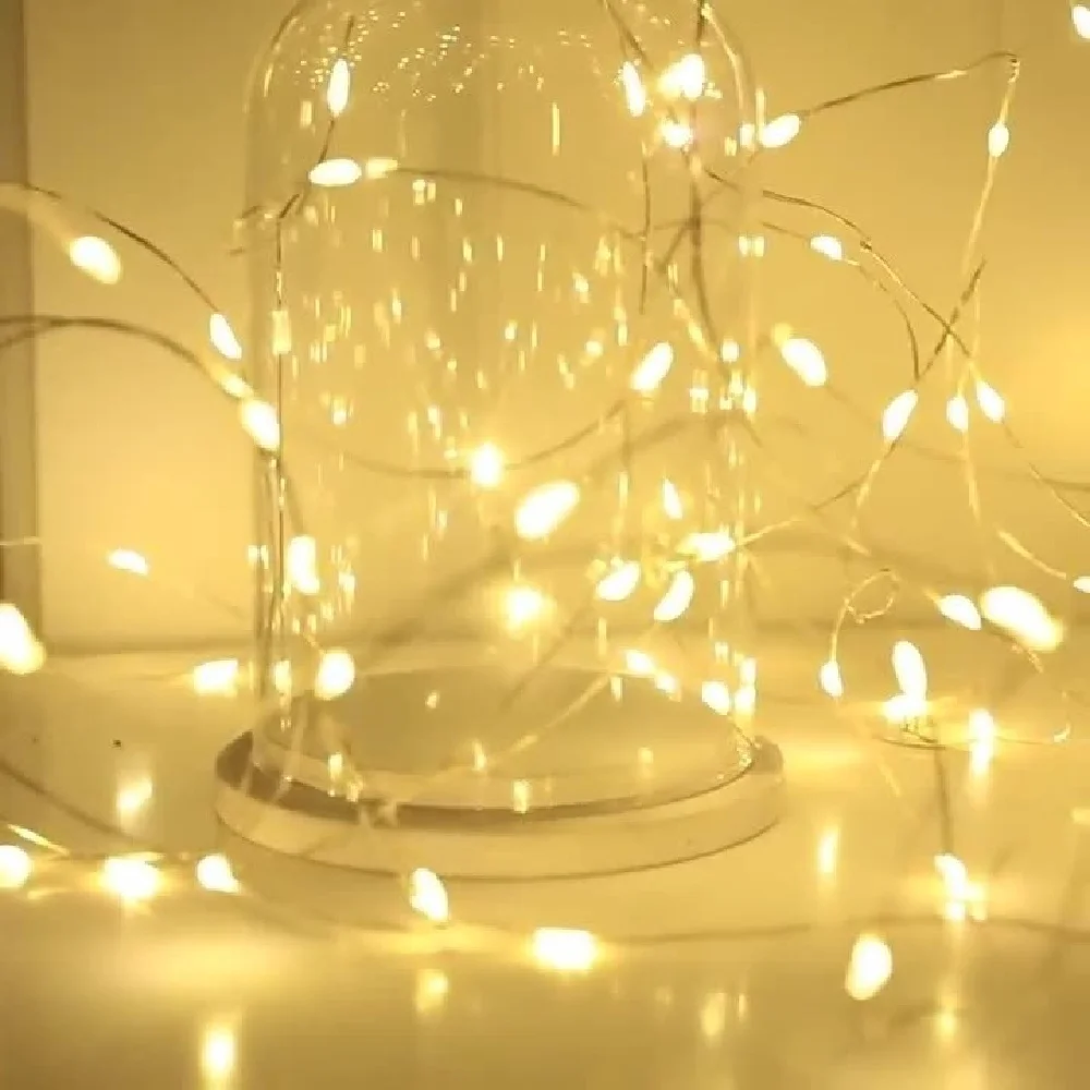 Mini LED-slingerlichtjes op batterijen, koperdraad, voor slaapkamer, kerstfeest, bruiloft, decoratie