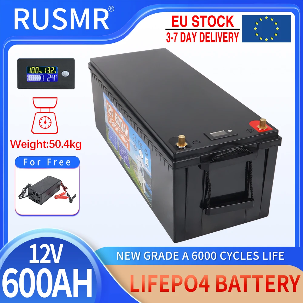 12V 600Ah LiFePO4 Lithium Iron Phosphate Battery Built-in BMS 6000 Cycles For Replacing Most of Backup Power Home Energy Storage