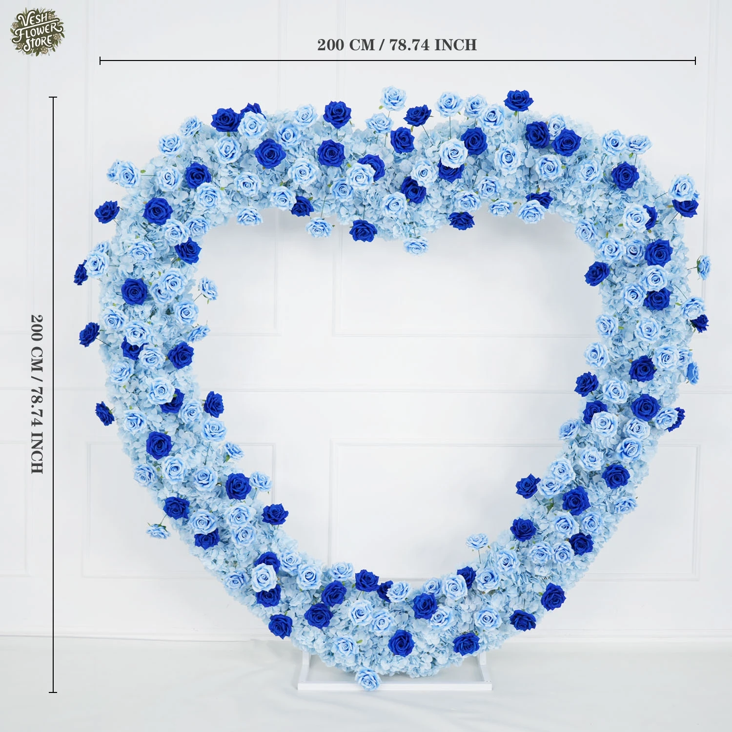 Artificial Blue Rose Heart Wedding Arch Flower Row Floral Background Banquet Party Tabletop Event Decoration