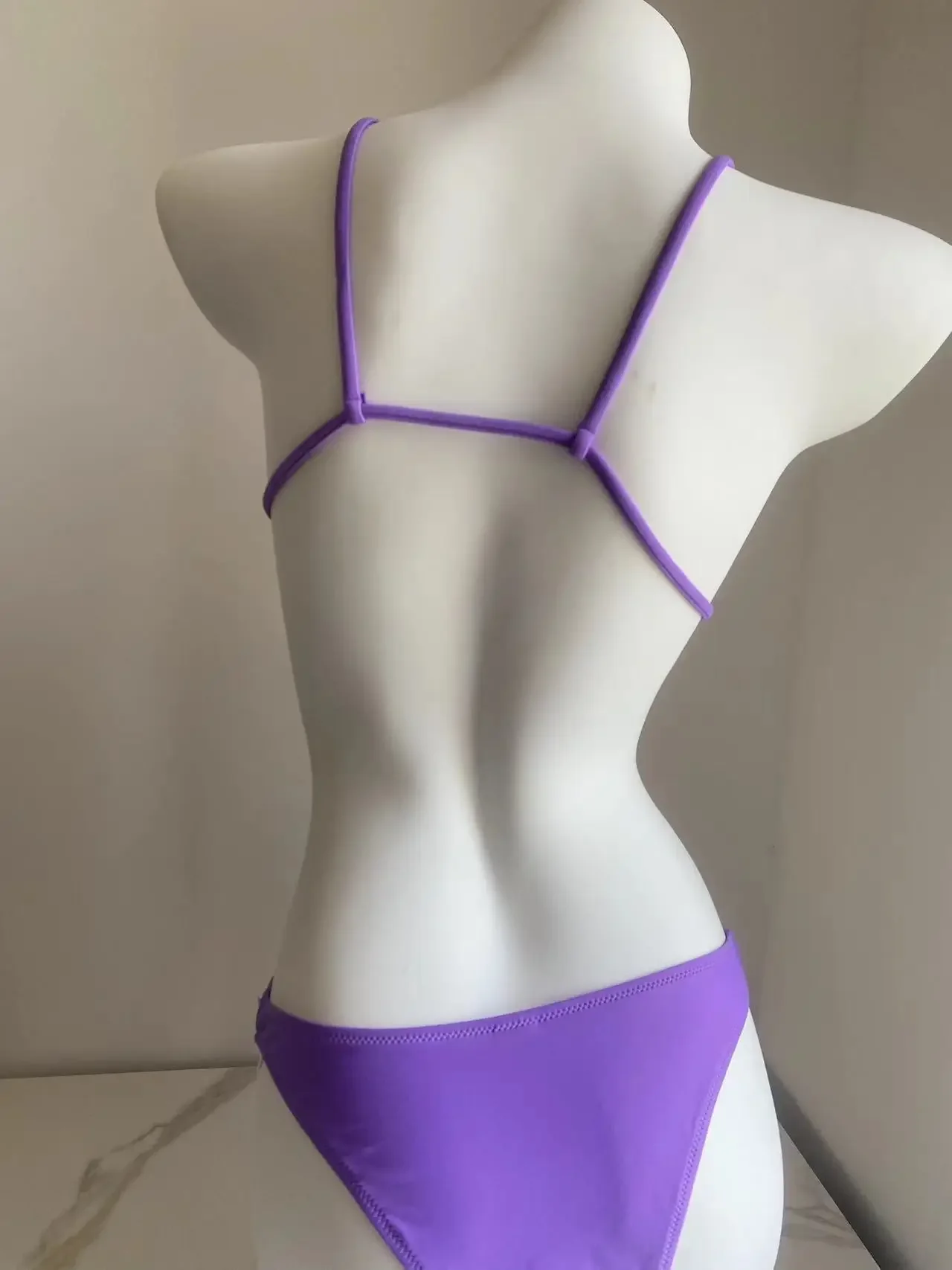 Solid Purple Biquinis Bandage Bikinis Sexy Bathing Suit 2024 Swimsuit  Swimwear Women Bikini Sets Triangle Beachwear