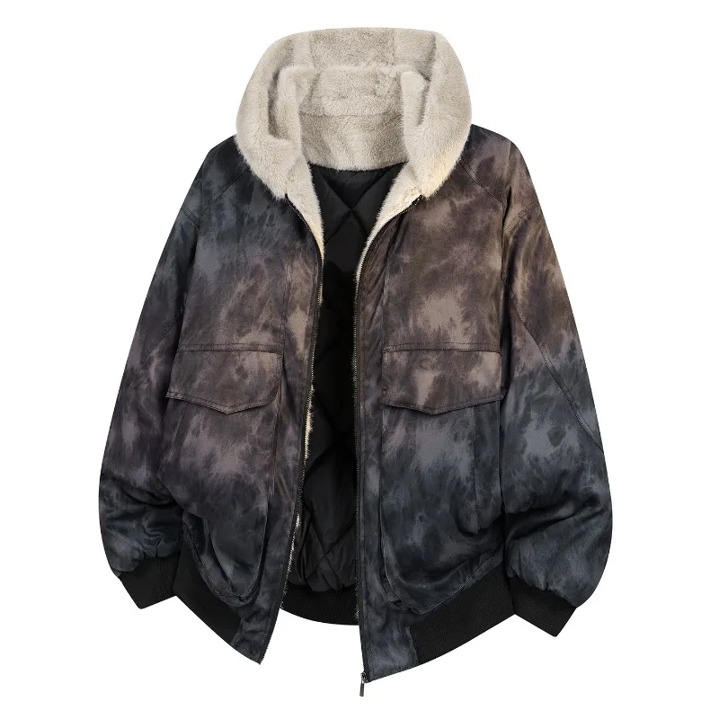 

Fashionable and Simple Warm and Cold Resistant Hooded Cotton Jacket with Fleece Warm and Trendy Brand Cotton Jacket for Couples