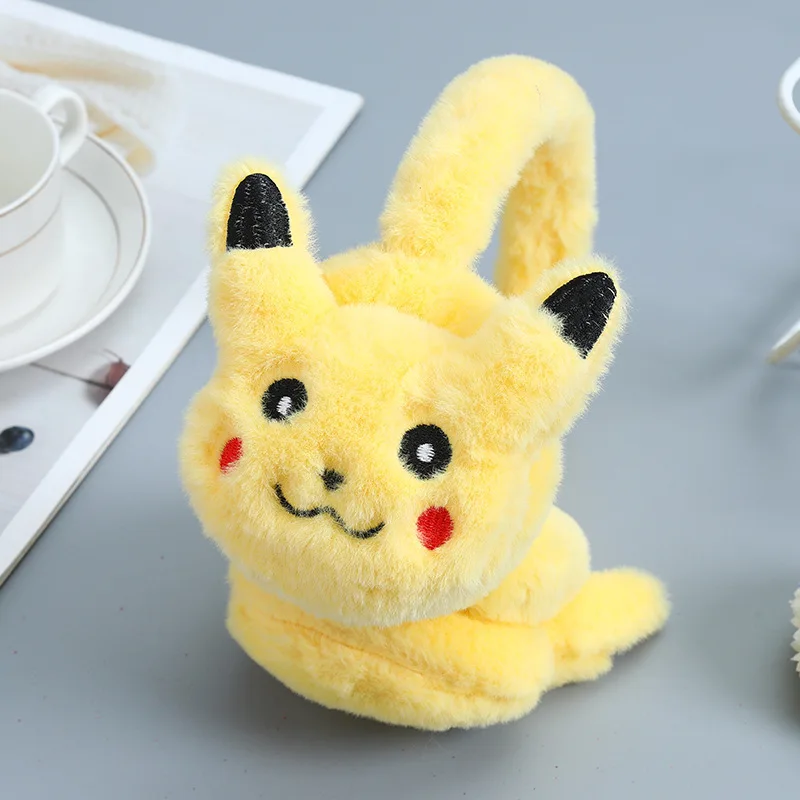 Pokemon Pikachu Plush Earmuffs Pokémon Students Kawaii Headworn Thickening Warm Earmuffs In Winter Head Wear For Small Gift