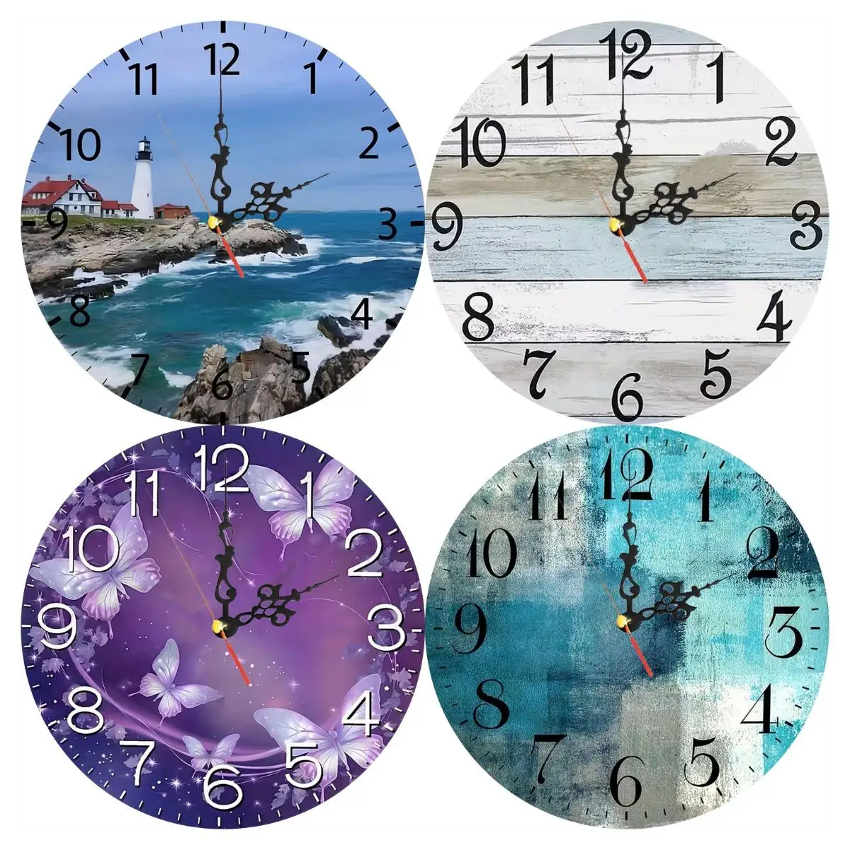 Silent Wooden Round Wall Clock, Non-Ticking Decor Wall Watch for Home Bedroom Living Room, AA Battery Not Included
