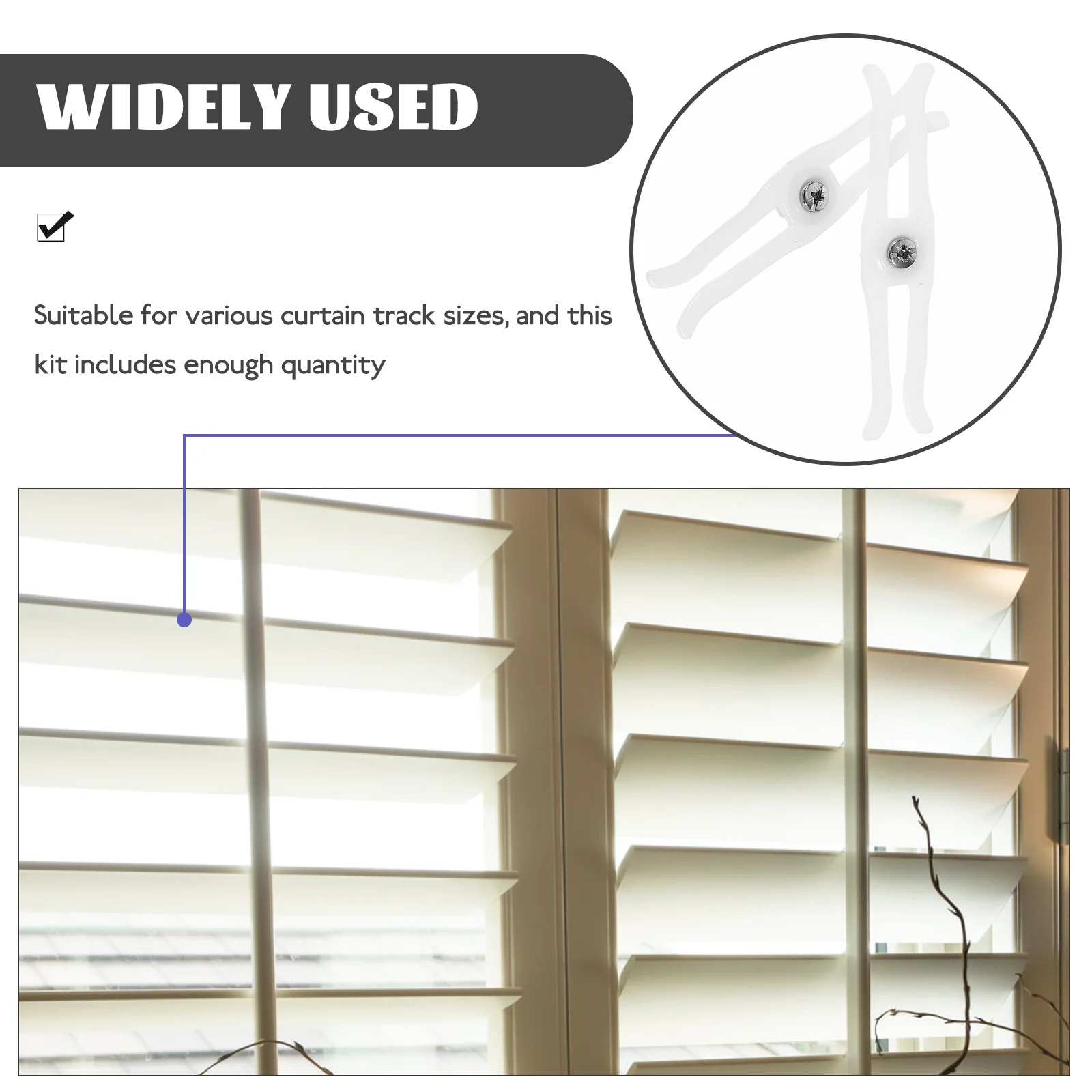 

10pcs Anti-Leakage Curtain Track Closure Buckle Sturdy Abs Smooth Straight Structure Light Blocking Privacy Protection Plastic