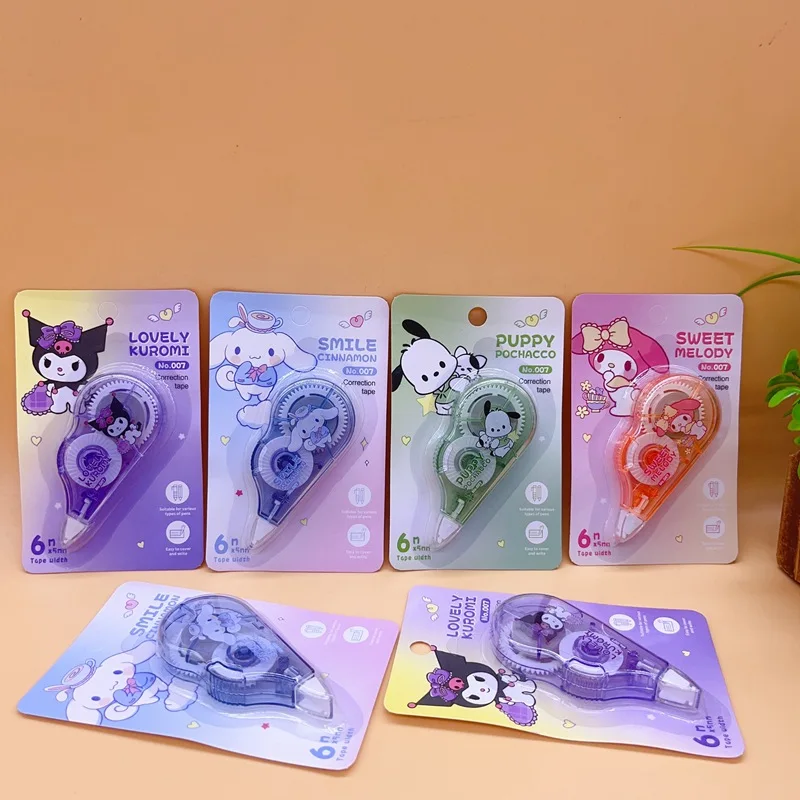 24 pcs/lot 5mm*6M Sanrio Melody Kuromi Cinnamoroll Pochacco Correction Tape Promotional Stationery Gift School Office Supplies