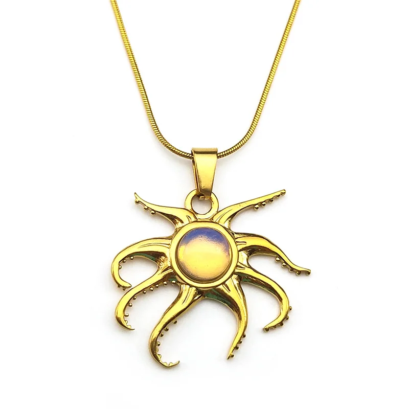 رائعتين الأخطبوط البحر سلسلة للنساء الرجال الفولاذ المقاوم للصدأ الذهب اللون المحيط الحيوان الهيب هوب الشباب قلادة قلادة مجوهرات هدايا