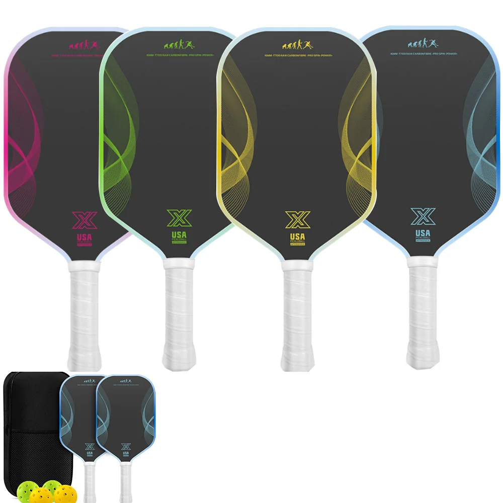 T700 Pickleball Paddle 16MM Carbon Fiber Pickleball Rackets Set Frosted Surface Professional Rackets Increases Spin & Control
