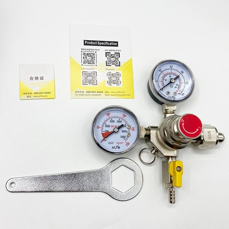 One - way First - stage Pressure Regulator for KLFU Beer Machine, CO₂ Reducer with Single Pressure Gauge
