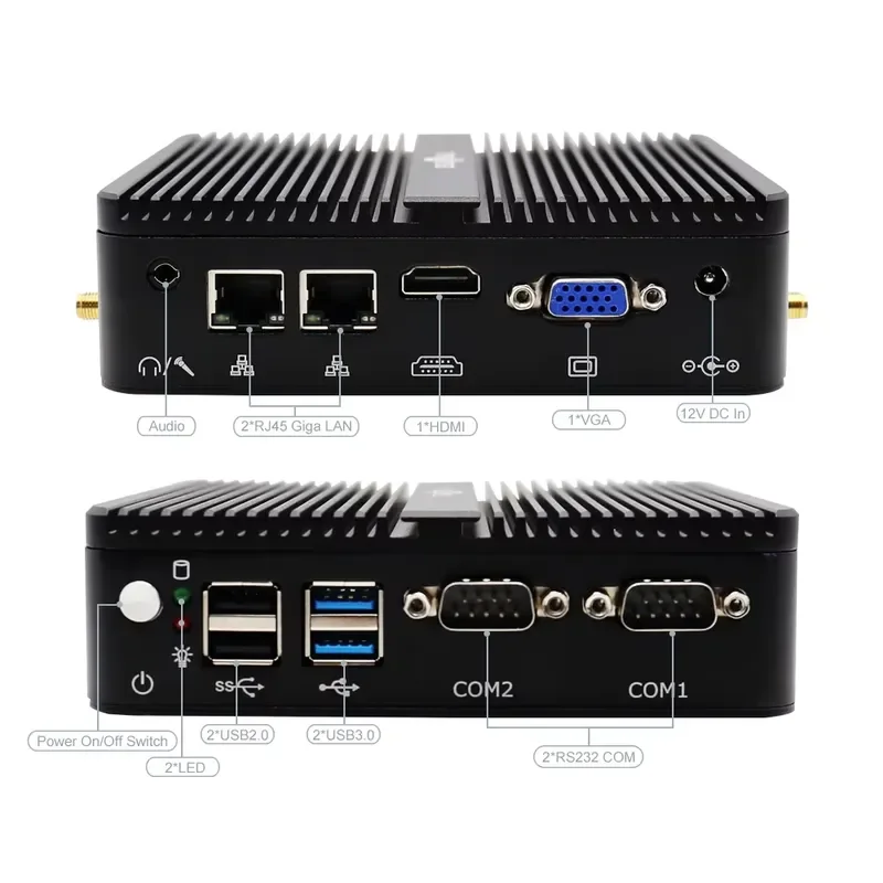 Stock Mini PC J5005 RS232 COM HD VGA Support 4GB 8GB DDR4 MSATA SSD Embedded Card, Fanless Industrial Mini PC