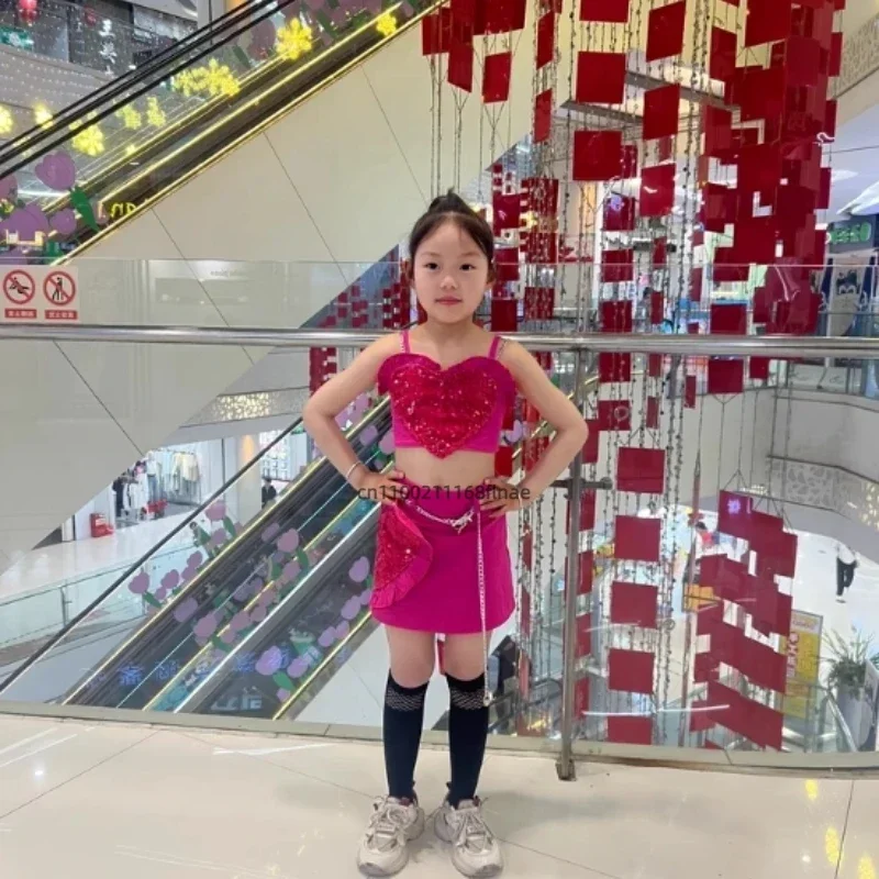 

Новый костюм для джазовых танцев, детский комплект для показа мод, уличный блестящий модный комплект, костюм для групповых выступлений в стиле хип-хоп для девочек