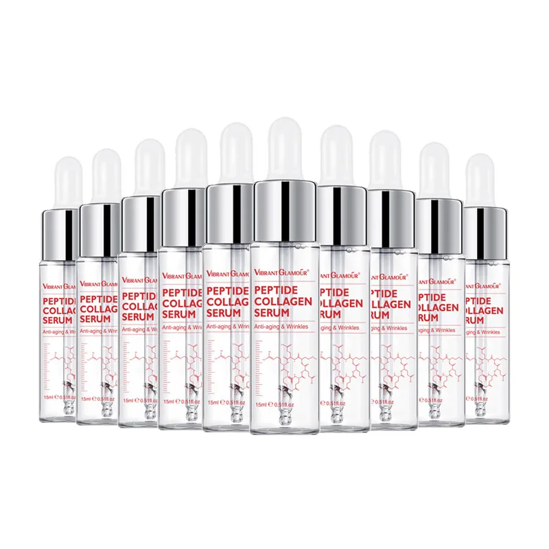 

VIBRANT GLAMOUR Peptide Collagen Face Serum Anti Aging Moisturize Hyaluronic Acid Facial Essence Firming Anti Wrinkle 15ML 10PCS