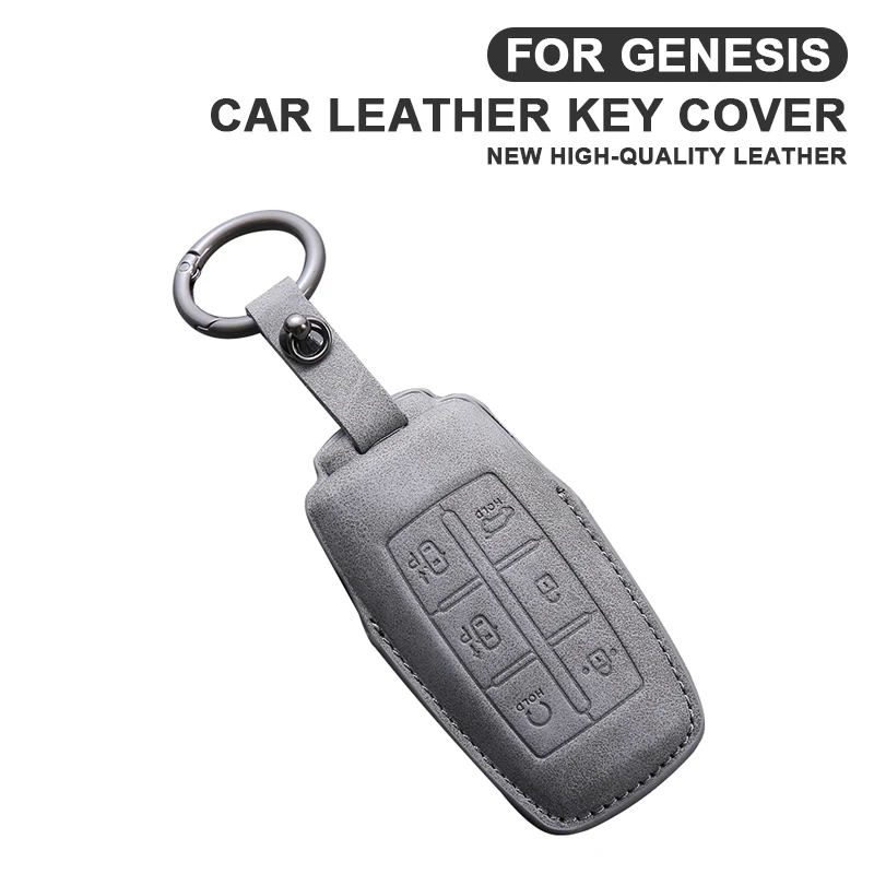 

For Hyundai Genesis G80 GV70 GV80 GV90 2019 2020 2021 2022 Leather Car Remote Key Case Fob Cover Shell Fob Keychain Accessories