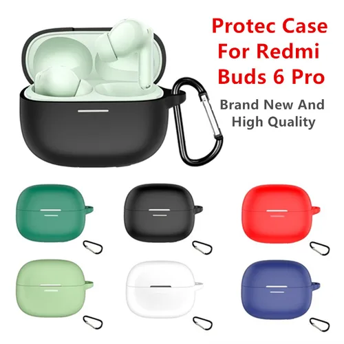 Imagen 1 del producto Funda protectora de silicona para Redmi Buds 6 Pro, estuche suave para auriculares, bolsa de carga, bolsa de almacenamiento con gancho