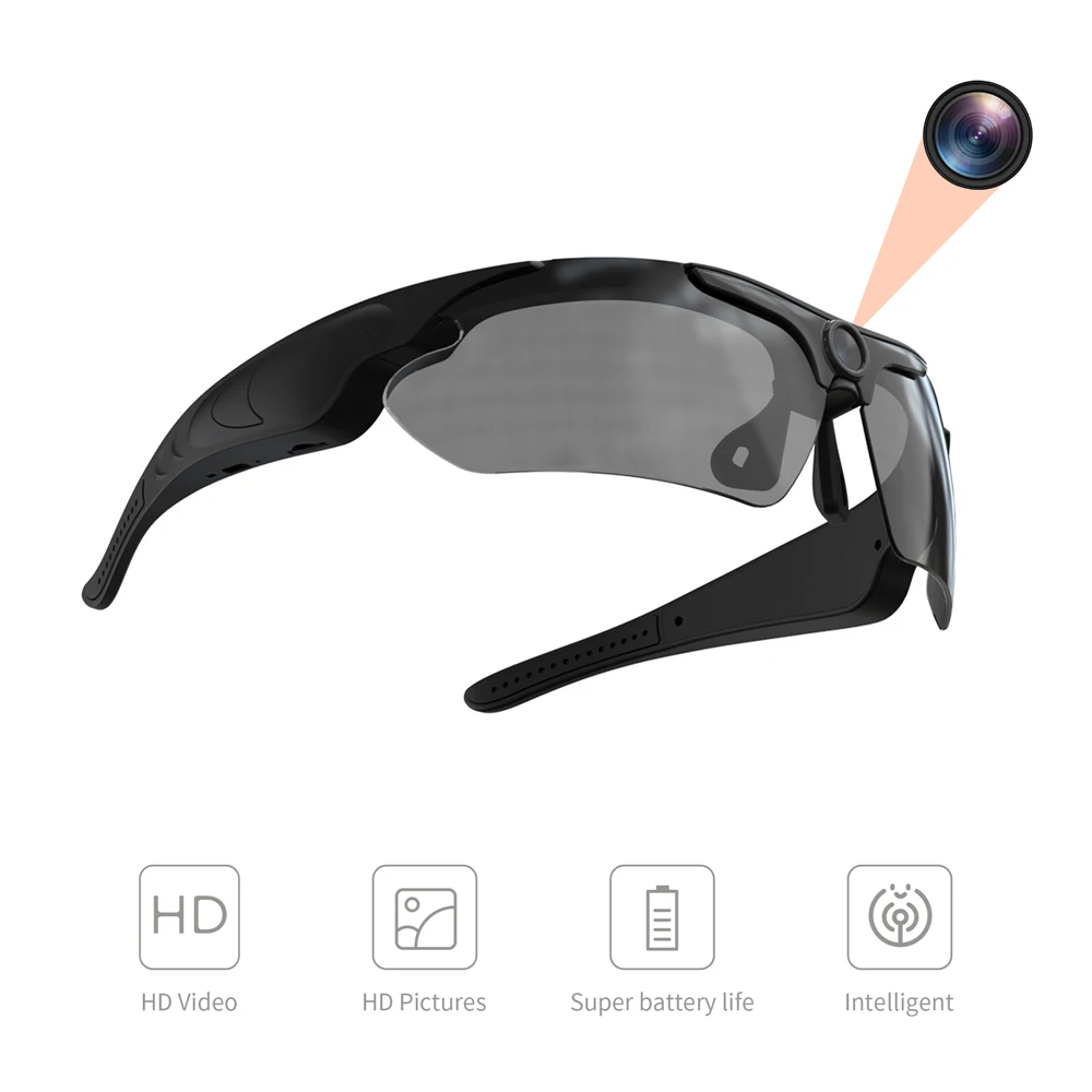 Mini lunettes de caméra HD 1080P, lentille polarisée, caméscope intelligent, cyclisme en plein air, protection de sécurité sportive, lunettes de