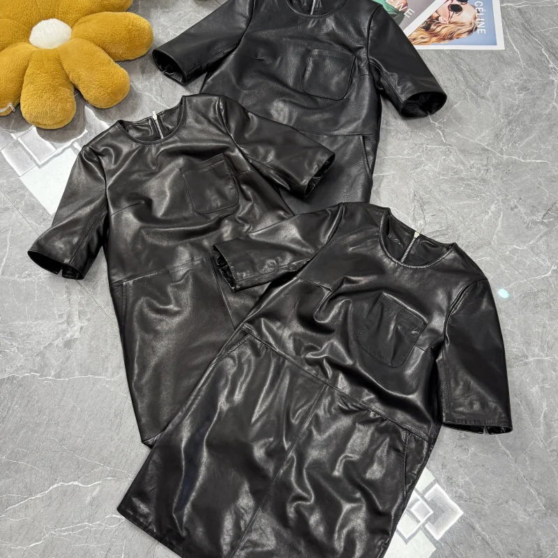 

Женская кожаная юбка А-силуэта с круглым вырезом, свободного кроя, модная, стройнящая, зимняя, новинка, для повседневной носки