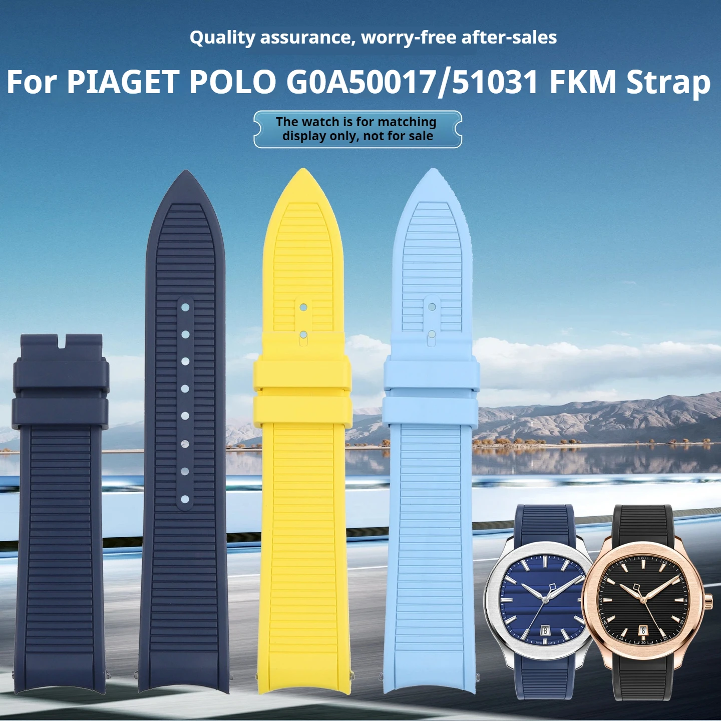 For PIAGET POLO Series G0A41002 G0A47014 G0A43001 Sports Fluororubber Watch Band Arc Mouth FKM Rubber Strap 21mm For 42mm Deal