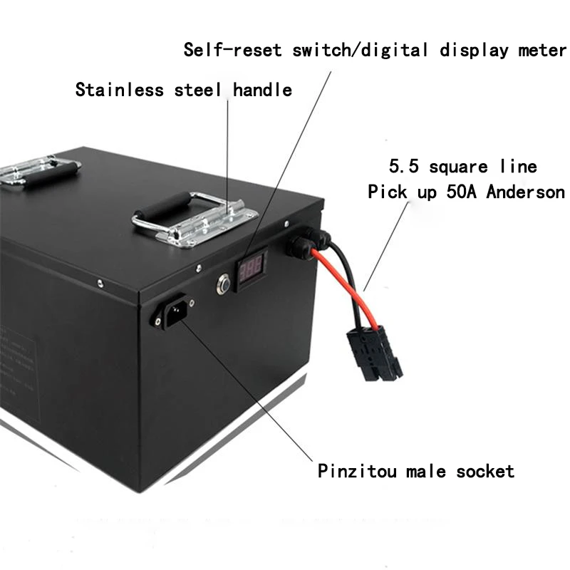 Metal Case Deep Cycle 48V 50Ah Lifepo4 Lithium Battery With Strong Bms For Golf Cart Solar Storage System Agv+5A Charger