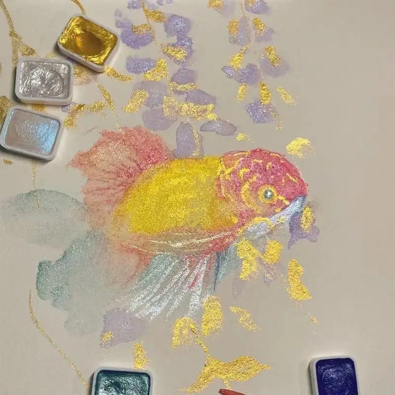 真珠の水彩絵の具セット,水彩画のセット,アートのパレット,ポータブルウォーターカラーパレット,書道用,40色