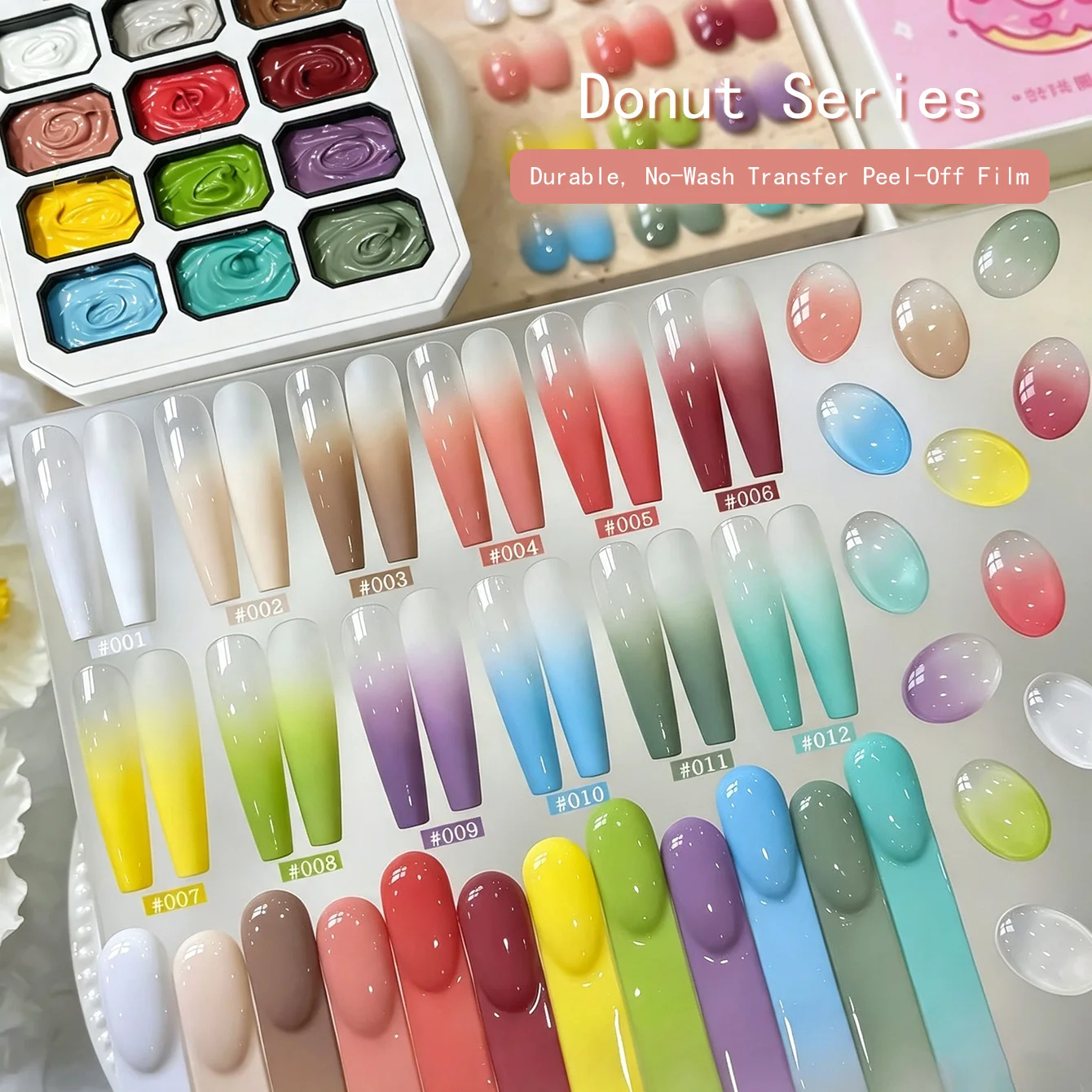 Multi‑color Donut Series Solid Nail Art Gel Set, No‑Clean Pigmented Cream Gel for Painting, Stamping & Gradient Nails Home Salon
