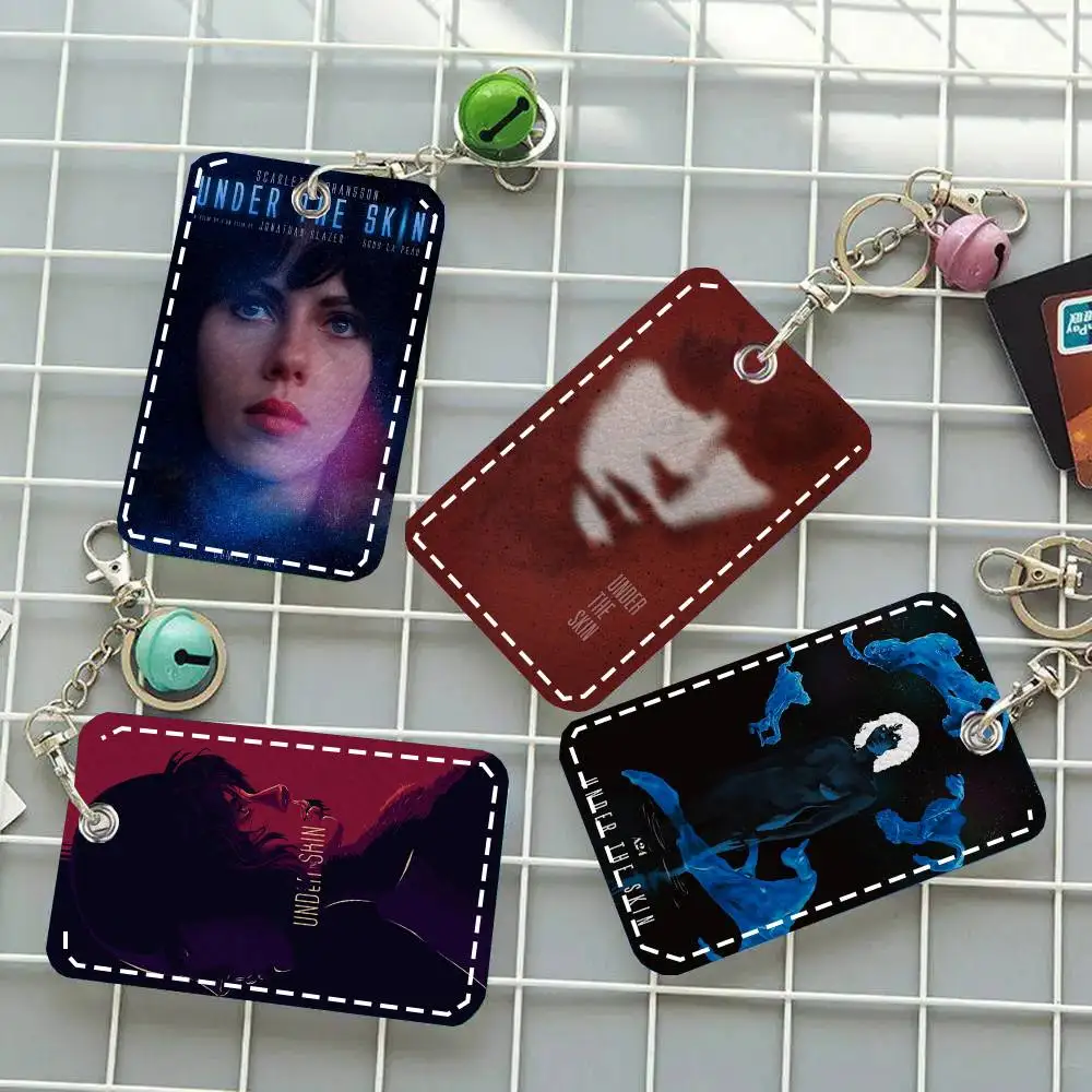 U-Under The Skin Science Fiction Horror Movie Card Case Keychain Access Card Bag Key Tag Ring Leather Card Holder Key Ring Acces