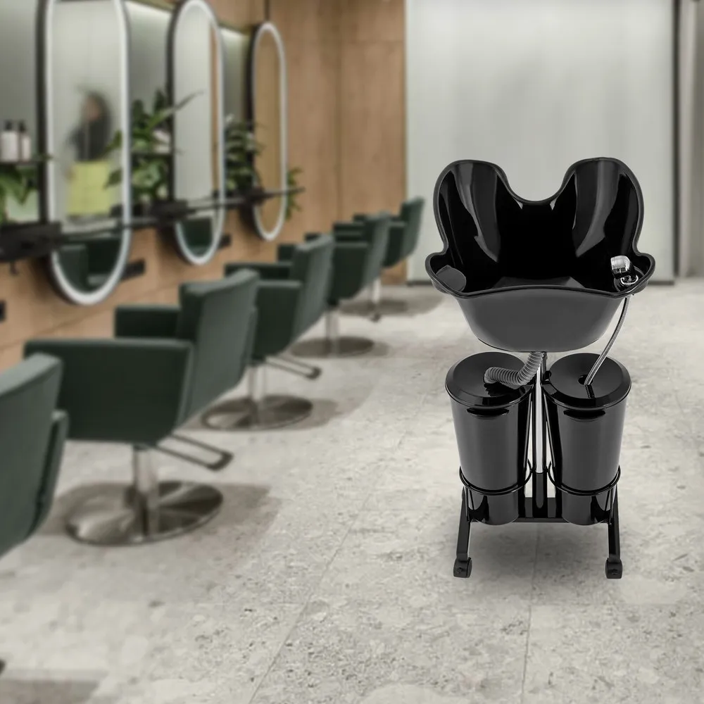 

Backwash Shampoo Bowl Basin Portable Hairdress Spa Salon Hair Washing Sink Black