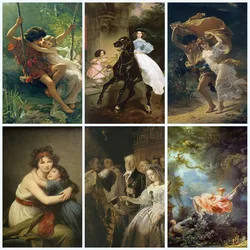French Impressionist Couple Animal Poster Canvas Print Wall Art Living Room Decorative Fine Art