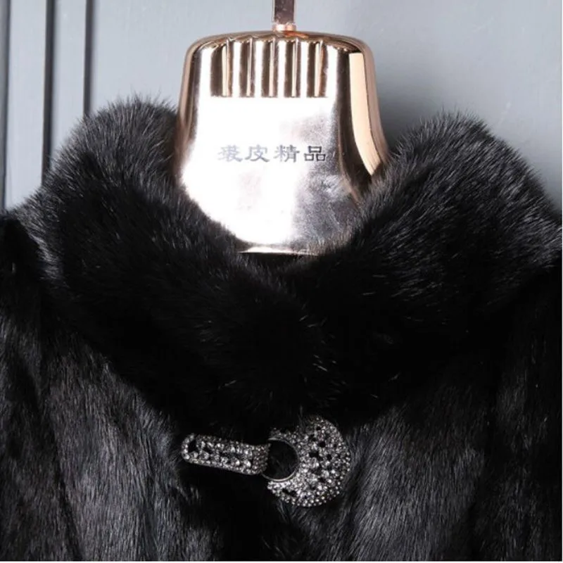 معطف فرو للسيدات مختلط مع ياقة واقفة قصيرة للأمهات