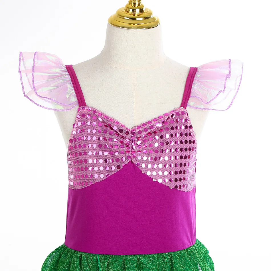 أطفال حورية البحر تأثيري حلي الترتر ذيل السمكة فستان الأميرة للفتيات هالوين حفلة عيد ميلاد كرنفال حفلة موسيقية فستان وتتسابق