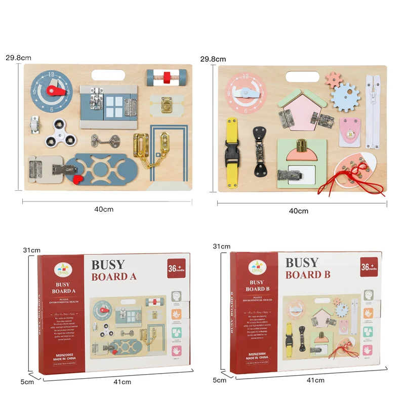 Busyboards Montessori de Madeira para Crianças, Trava, Habilidade Diária, Aprendizagem, Educação, Treinamento, Cognição, Brinquedos Interativos