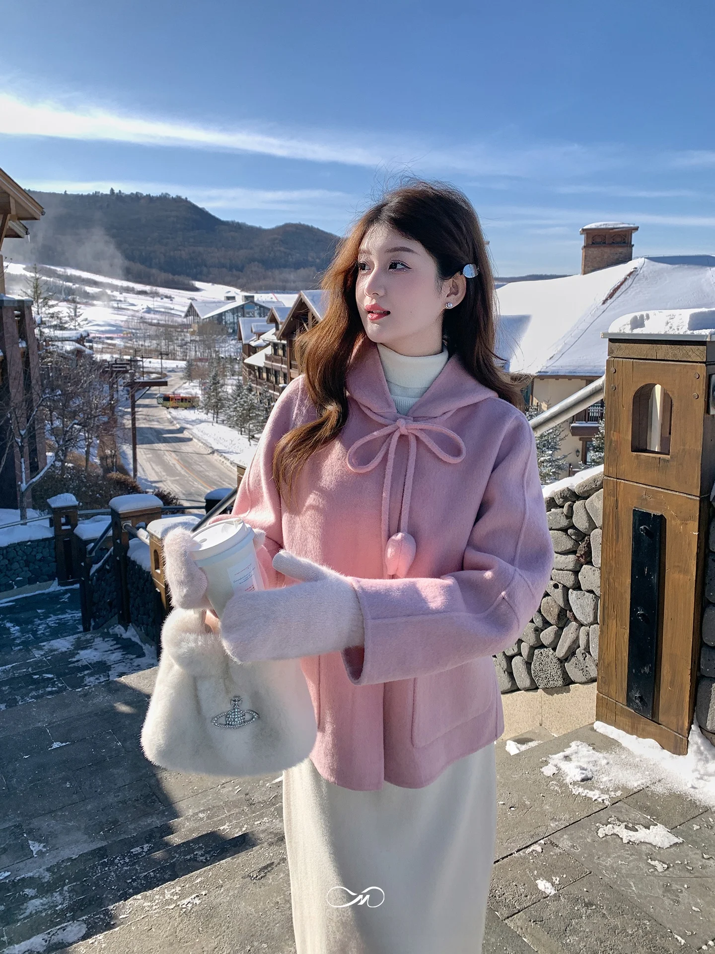 

Tulip Double-Faced Woolen Coat with Belt Large Size Women's New Arrival Soft Woolen Jaet Casual Commute Sle Sanla...