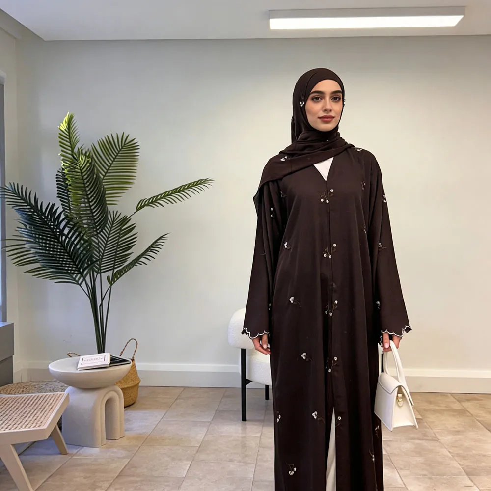 

Женская вышивка Абая Дубай Турция Кафтан Рамадан Исламская одежда Джалабия Сабая Халат Кимоно Скромное мусульманское платье Абая Арабский