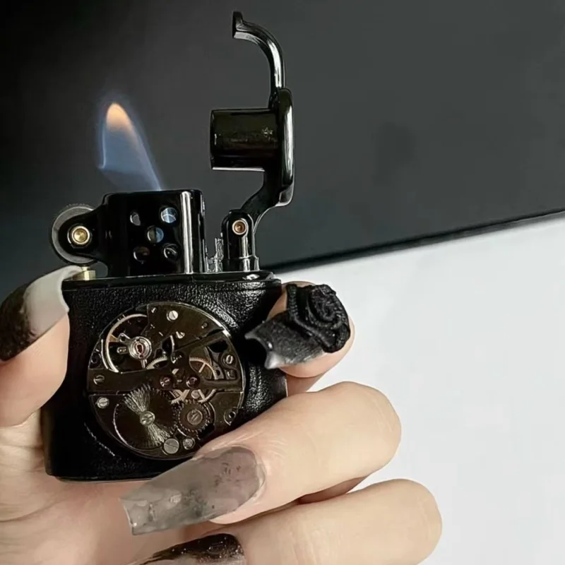 

Portable Metal Windproof Lighter Alloy Material Leather Core Lighter Men's Smoking Accessories Creative High-End Gift