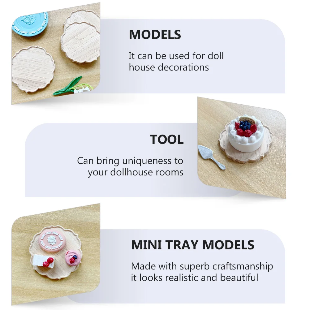 

Miniature Wooden Realistic Dollhouse Accessories Breakfast Tray Models Mini Tray Props H crafted Decorations High Quality Wood
